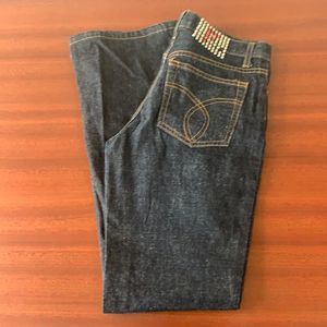 Navy blue fiorucci vintage safety jeans